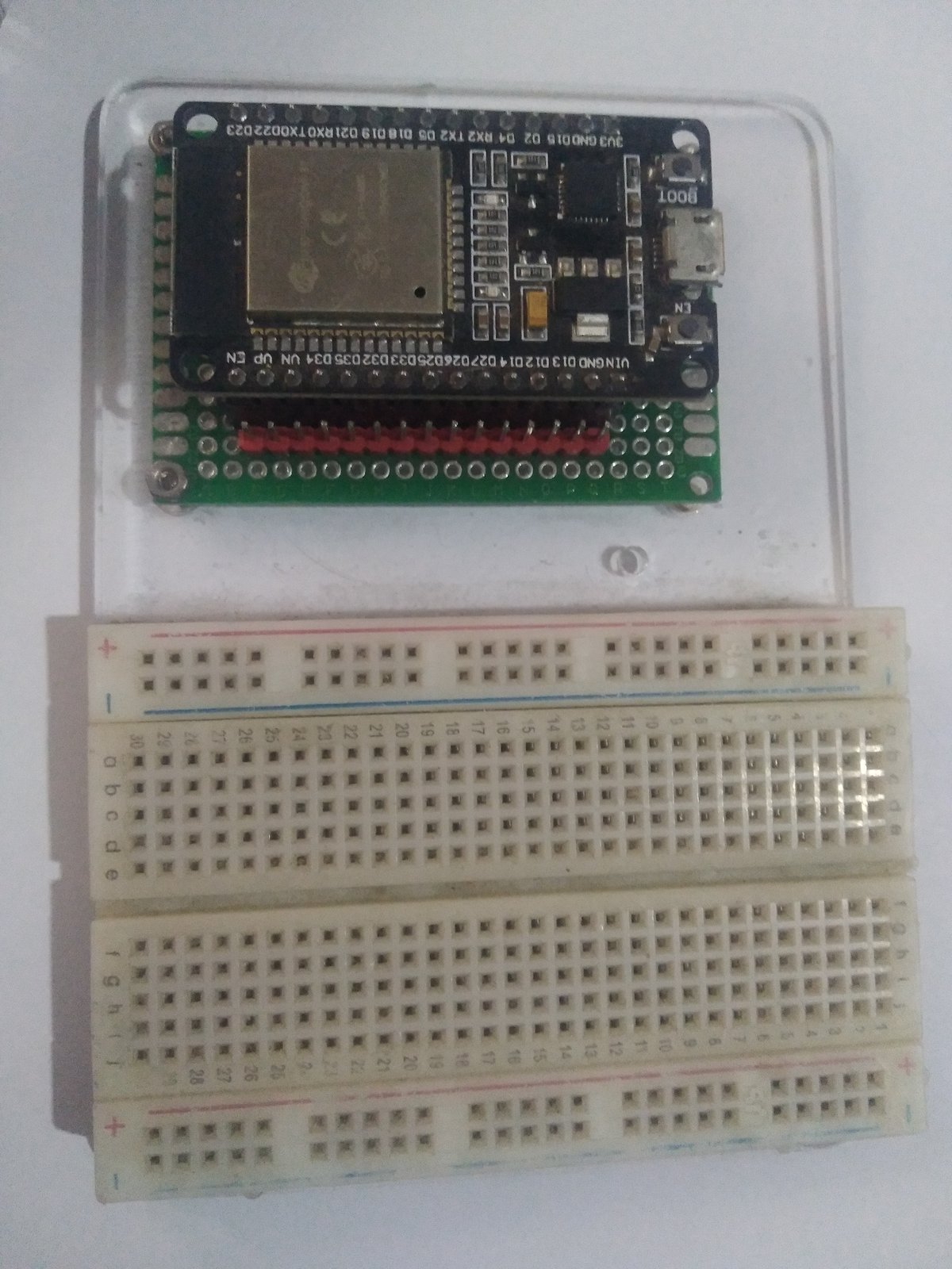 A typical ESP32 development board — the same SoC family the nyanBOX's WROOM-32U module is built on. Every Wi-Fi and Bluetooth tool in this volume runs on the ESP32's own radio; the nyanBOX is, at t…