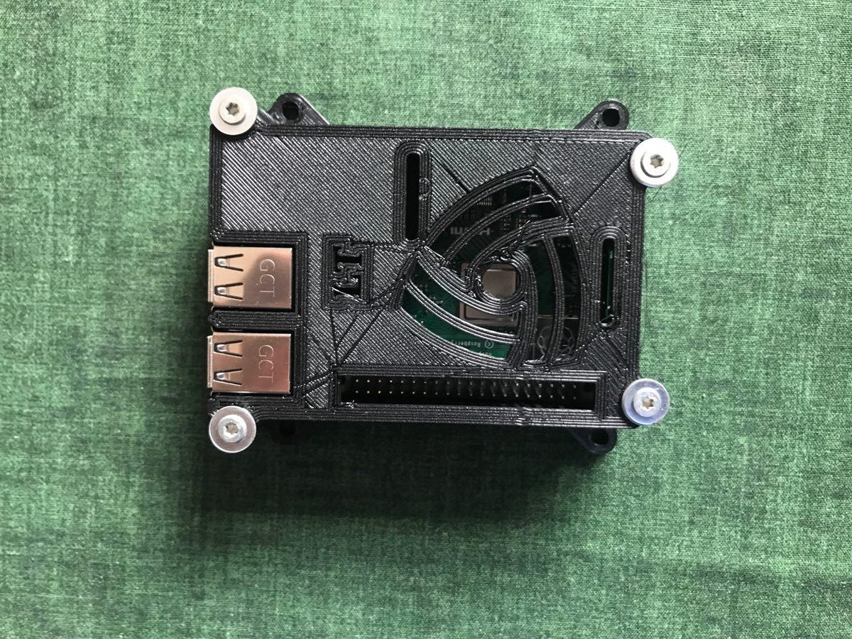 A representative 3D-printed Raspberry Pi case — the substrate-agnostic shell shape that the Pwnagotchi brick case is a derivative of.